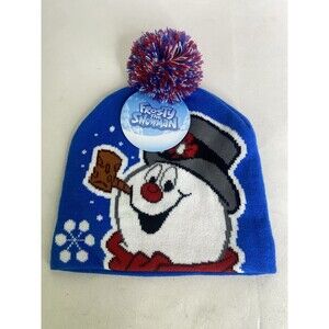 Frosty The Snowman Winter Beanie Hat with Pom Pom Unisex Kids One Size Blue